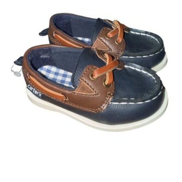 Carter's Other - Carters Toddler Boat Shoes Navy / Brown Slip On Loafers Little Boys Size 5